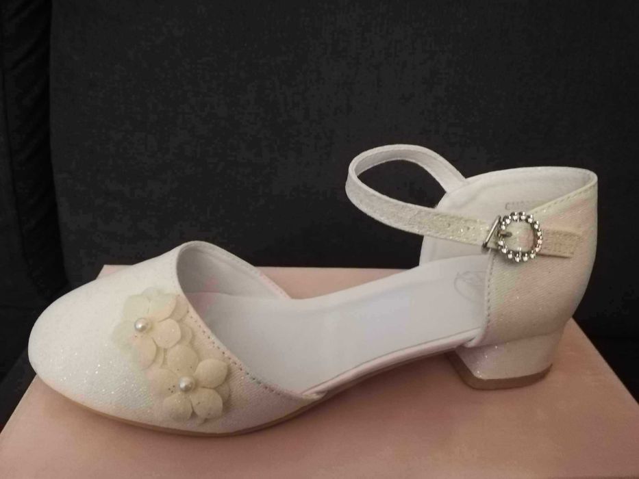 BUTY komunijne złamana biel/ecru 35 LUB 36 JAK NOWE!