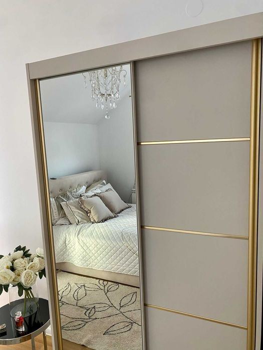 SZAFA przesuwna 100 cm szeroka NOWA OD PRODUCENTA złote wykończenie