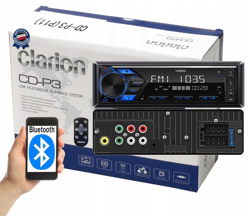 Radio samochodowe  CLARION P11 bt 1DIN USB AUX SD PILOT 4x25W