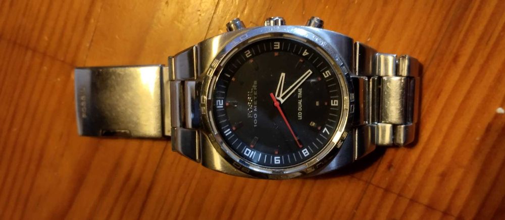 Relogio Fossil Blue LED Dual Time Watch para peças