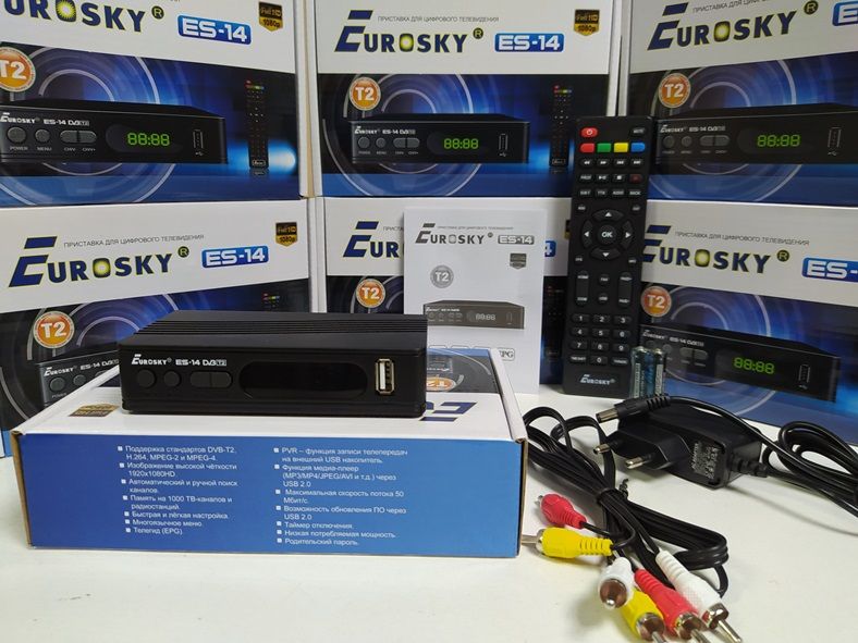 Приставка Т2 тюнер EuroSky ES-14 DVB-T2/C Youtube IPTV MeGoGo ресивер