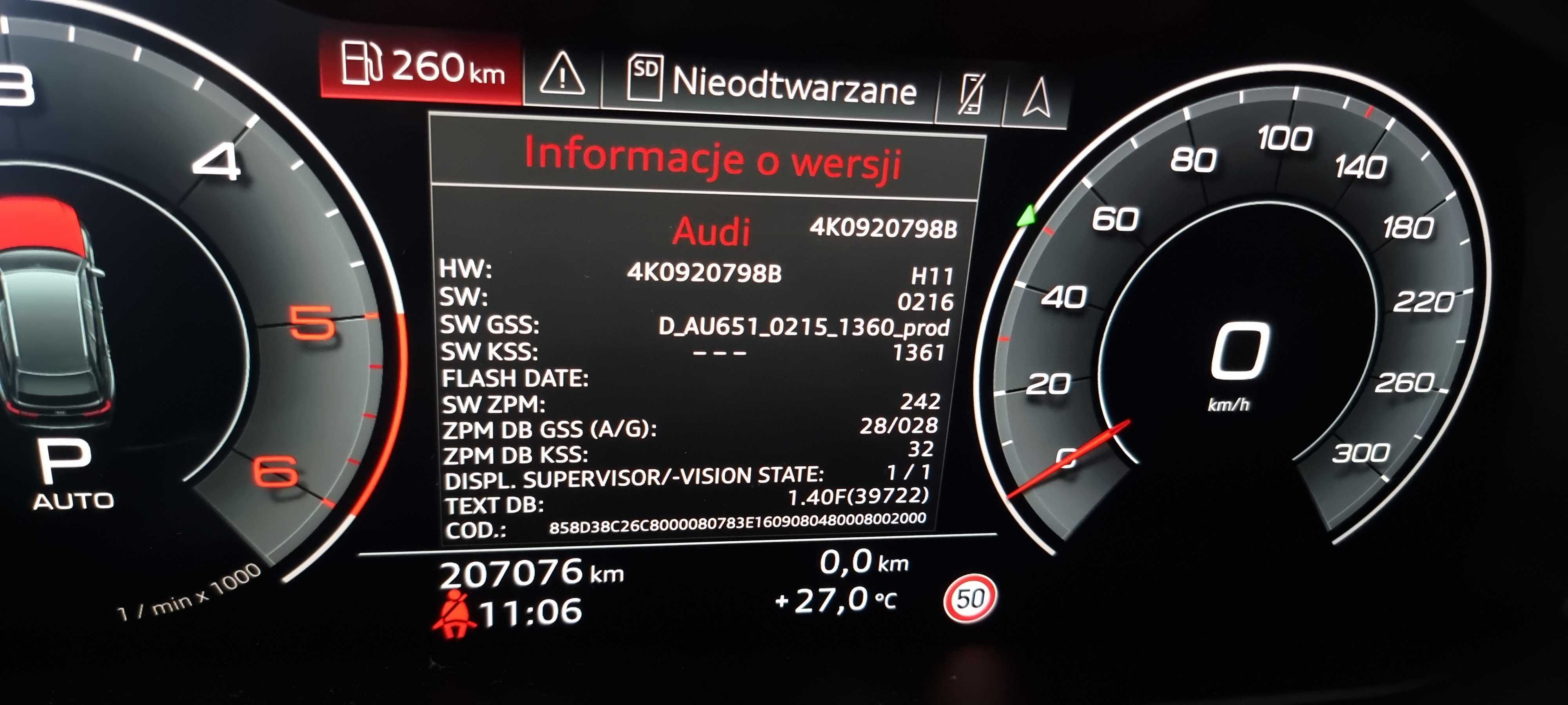 VAG AUDI Sport Layout Virtual Cockpit Aktywacja FPK, FPK2, FPK2+, RS S