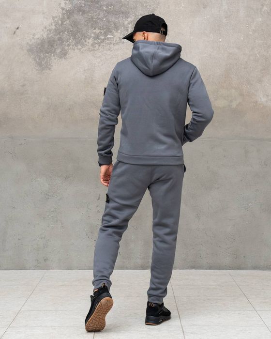 Костюм Зимовий спортивний STONE ISLAND Grey! Тринитка з Начосом! Зима!