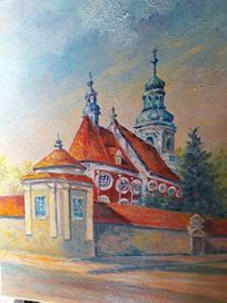 Klasztor Wschowa,obraz olejny .30/40cm