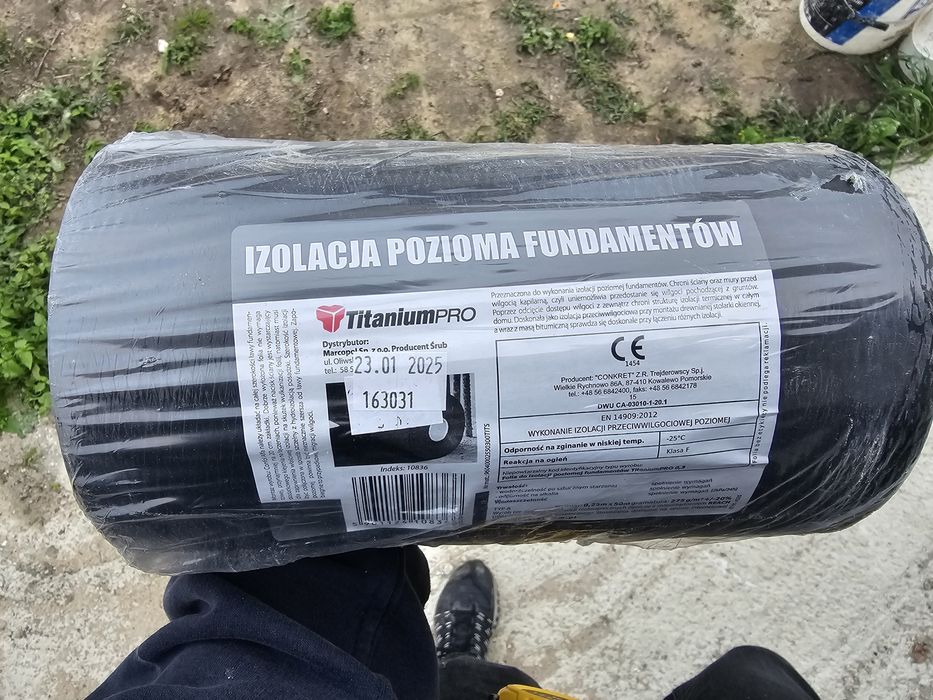 Izolacje pozioma fundamentów - folia 0,25m x 50 m