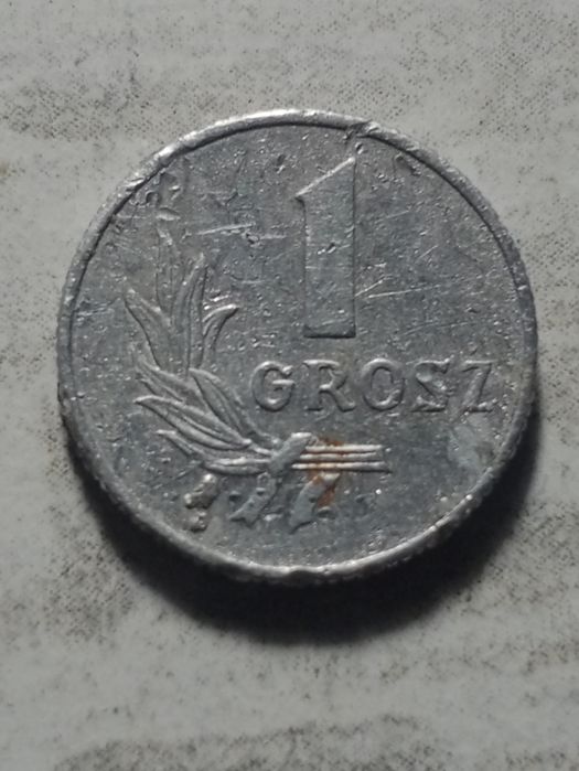 Moneta 1 grosz destrukt z 1949r