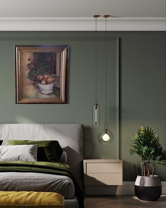 Obraz olejny - kompozycja z fioletowymi chryzantemami