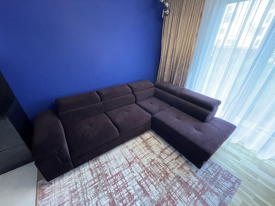 Narożnik kanapa śliwka fiolet ikea Agata spanie pojemnik 2,8 x 2,0m