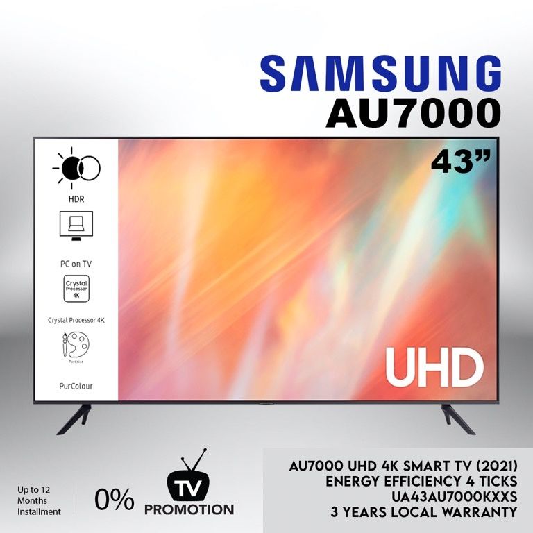 Nowy Samsung 43 cale 4k UHD hdr Smart WiFi 43AU7172 GW12M telewizor