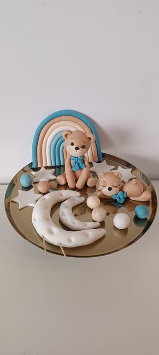 Zestaw miś tęcza księżyc gwiazdki na roczek chrzest