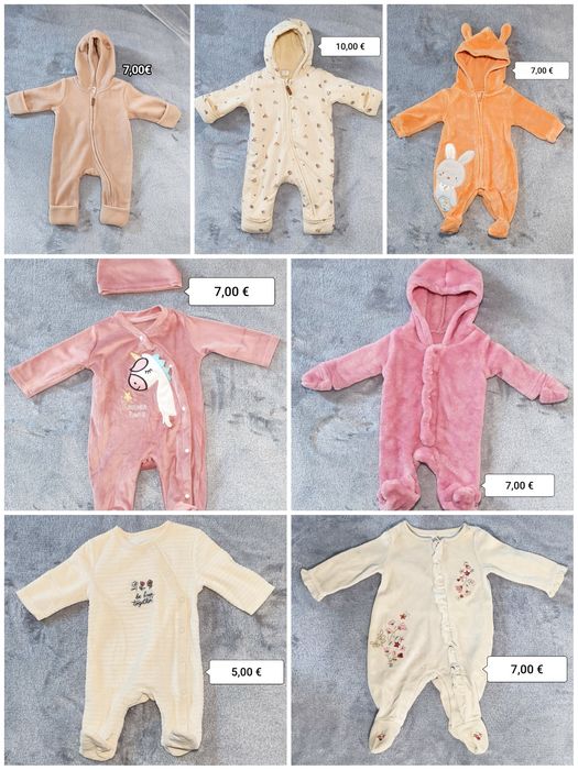 Roupas para bebê 0-4 m, almofada amamentação, sling e saco de dormir