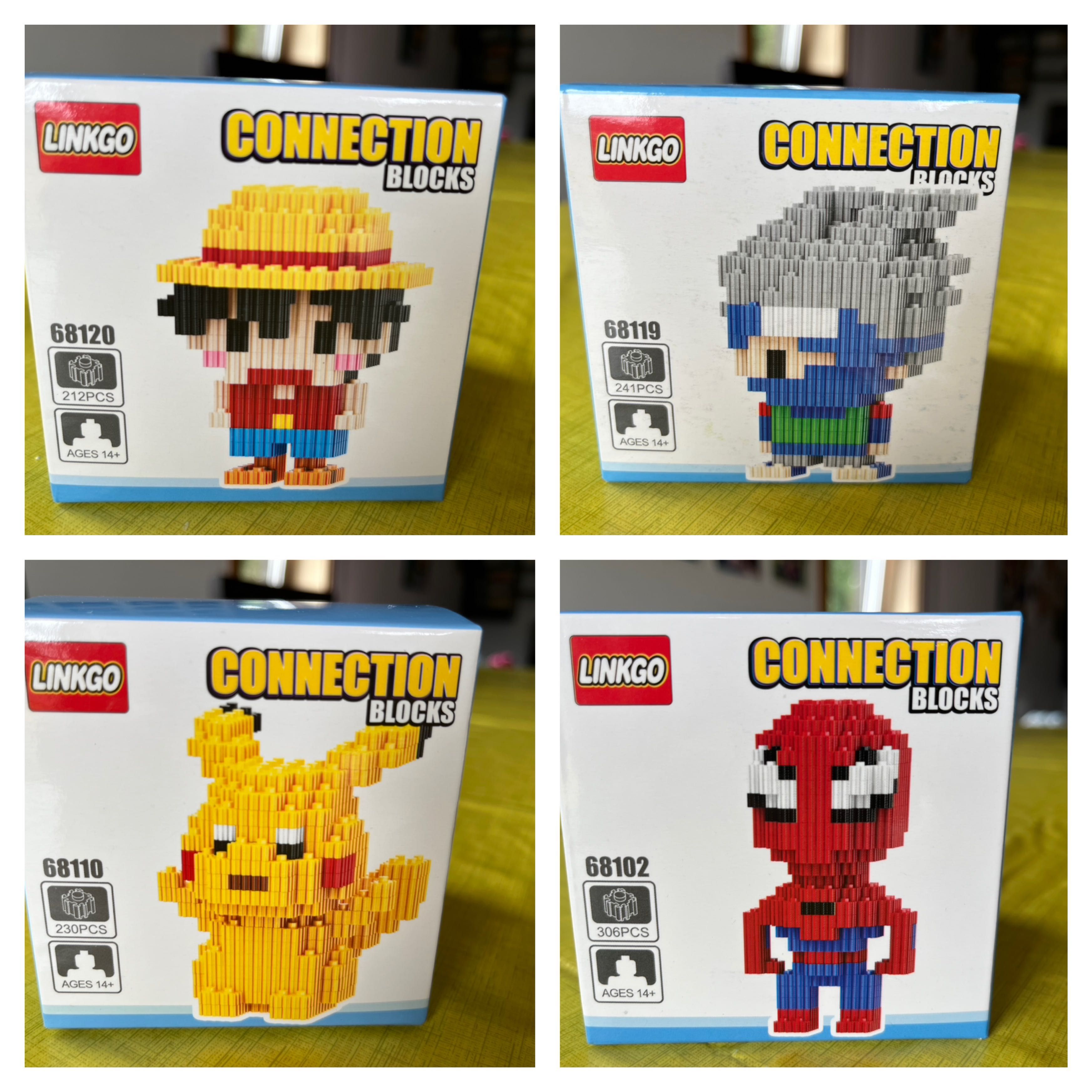 Mini Legos Novos - Marvel,One Piece,Pokémon, Pikatchu, Stitch, Naruto