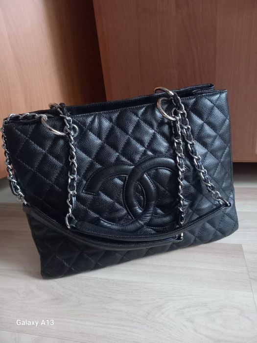 Chanel vintage skórzana duża torebka