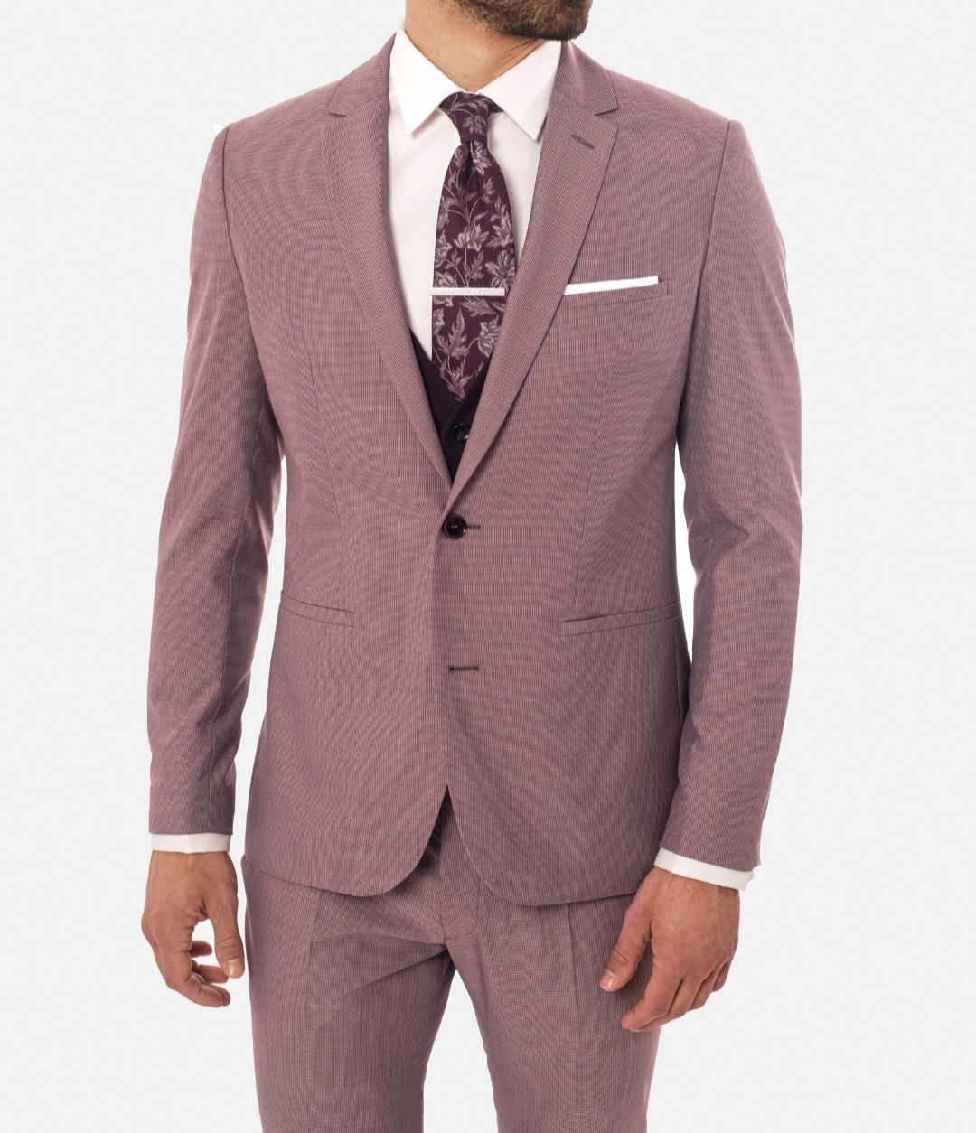 Garnitur  ROTIE RÓŻOWA slim fit jednorzedowa pw