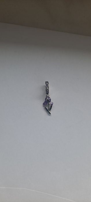 Charms Fioletowy Fiołek Srebro S925 Zawieszka do Bransoletki Modułowej