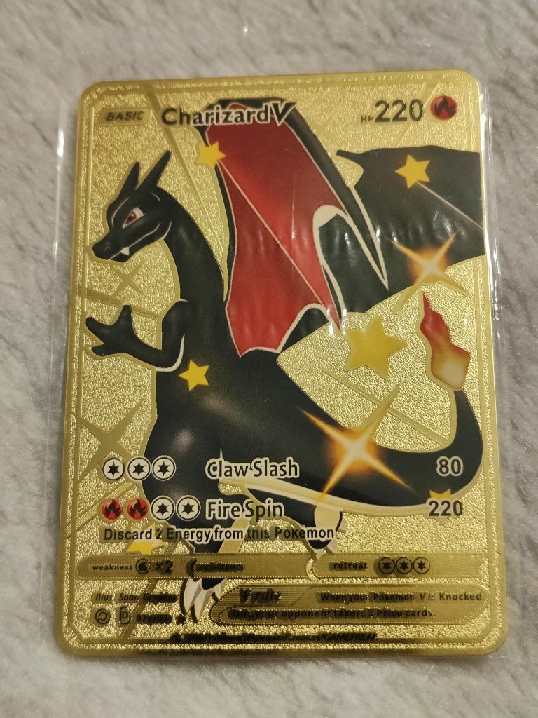 Karta Pokemon Metalowa Złota Charizard