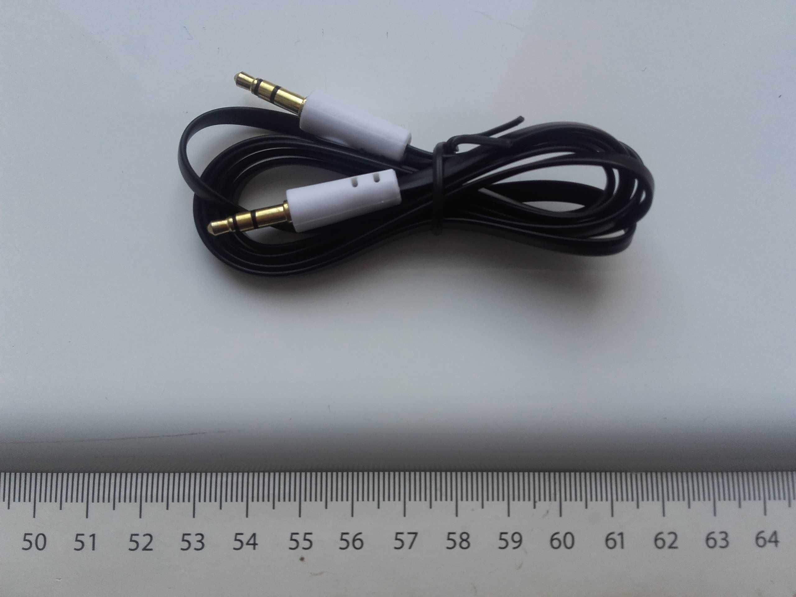 Kabel audio 1m AUX miniJack 3,5mm płaski, stereo 100cm