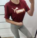 Bluzeczka t-shirt bordowy złoty napis Puma jak nowy