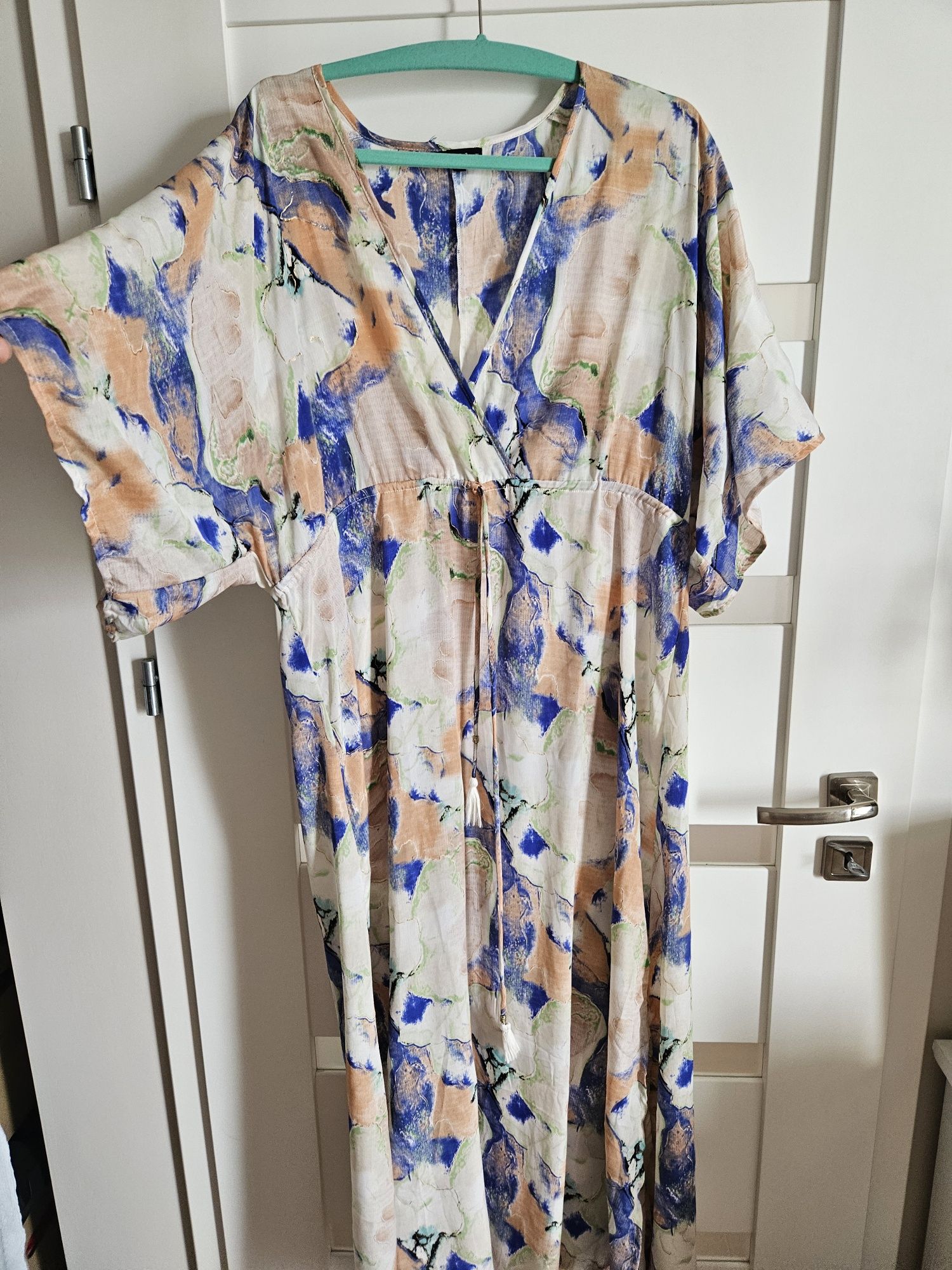 Black colour maxi sukienka na plażę narzutka pareo r  l xl