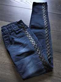 Jeansy, legginsy spodnie rurki z eko skórą S 36
