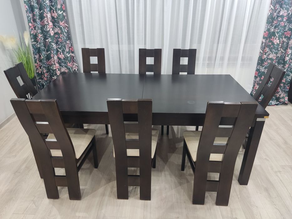 Stół 200x100 cm (300x100 cm) z krzesłami 8szt.