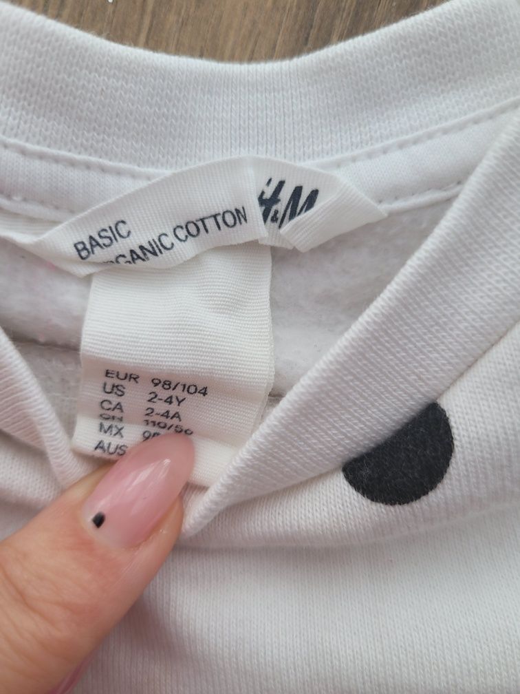 Elegancka biała bluza w grochy H&M 98/104