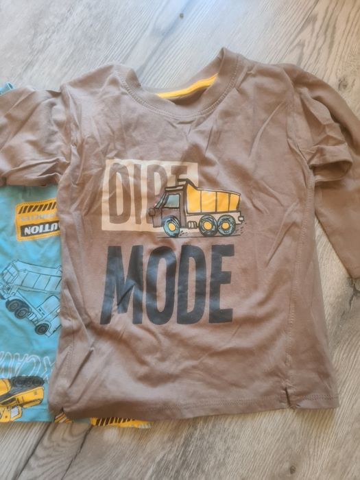 Zestaw bluzek t shirtów koparka dzwig 104cm