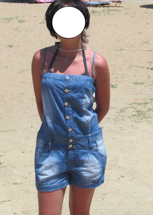 Jeansowy krótki kombinezon damski M