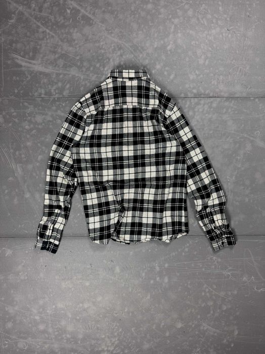 Czarno biała koszula flanelowa w kratkę retro (M/L) retro drwala 90s