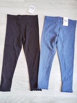 Legginsy next 116 czarne niebieskie koronka nowe