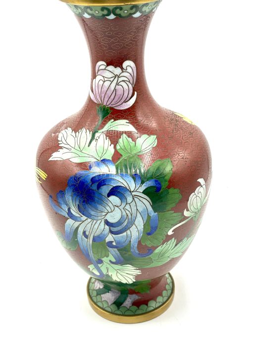 Jarra cloisonné vermelha antiga