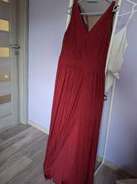 sukienka maxi brokatowa z rozcięciem