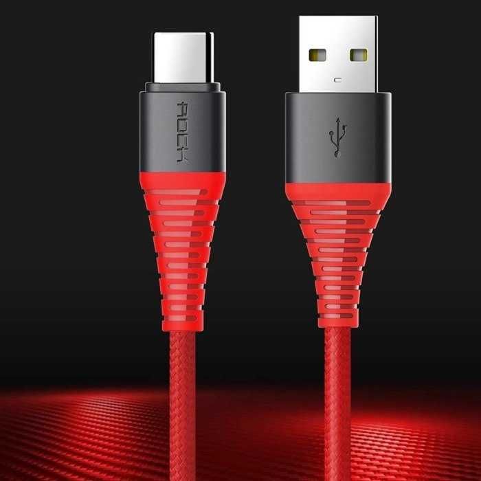 Długi Kabel USB - USB Typ C 2A Oplot  2m czerwony