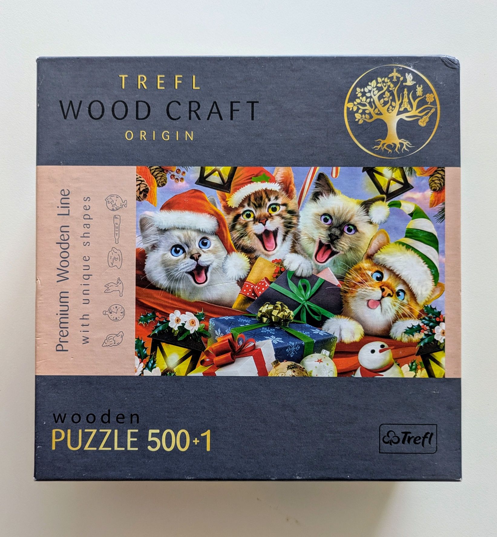 Puzzle drewniane Trefl - Świąteczne Kotki. Trefl Woodcraft Origin