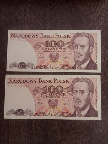 Banknoty UNC 100 zł 1986