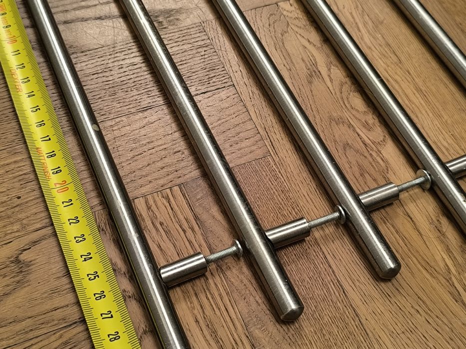 5x uchwyt reling meblowy do szafki 30 cm stal szczotkowana metalowe