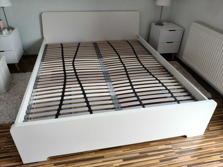 IKEA ASKVOLL Łóżko podwójne z dnem łóżka, biały, 160x200 cm