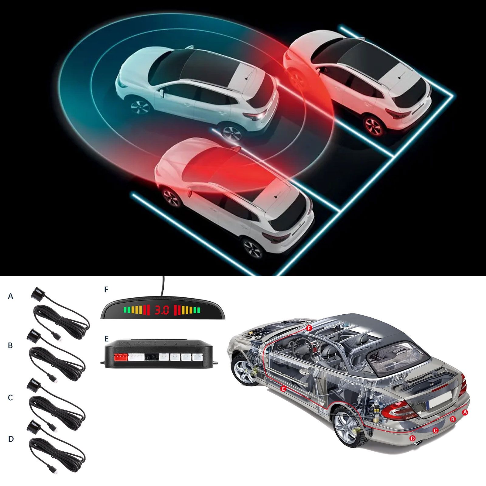 Kit de sensores automóvel de estacionamento UNIVERSAL NOVO