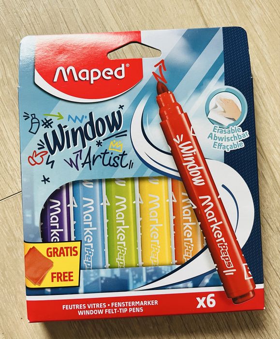 NOWE Kolorowe flamastry do szyb 6 szt Maped