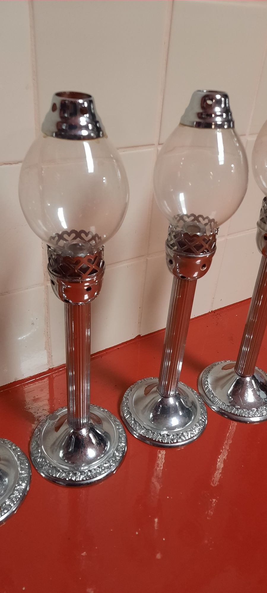 4 Candelabros castiçal para cemitério e Igreja ferro vidro NOVO PREÇO