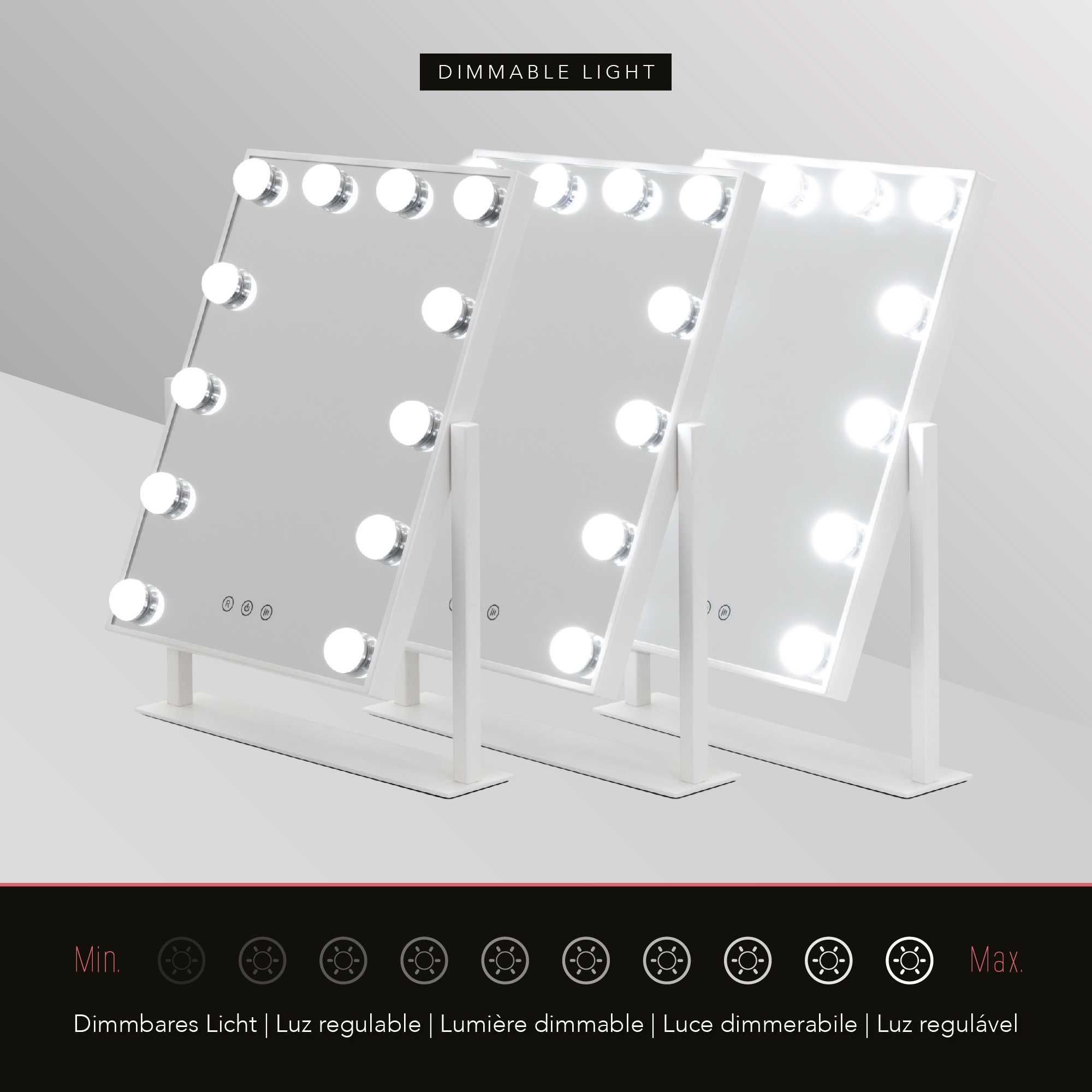 Espelho de Maquilhagem com 12 Lâmpadas de Luz LED - Branco ou Preto