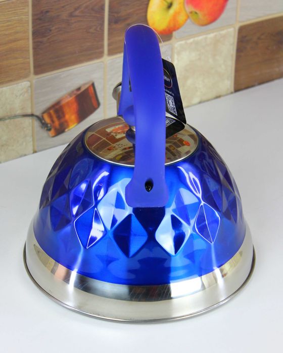 Czajnik 3L na gaz z Gwizdkiem – niebieski, Stal Nierdzewna, Indukcja