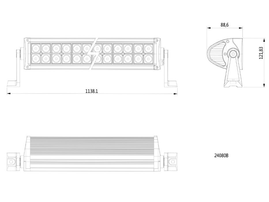 Barra de reflector negro 240 Watt Cree Led FHK-24080BC-240W - 22500 LM