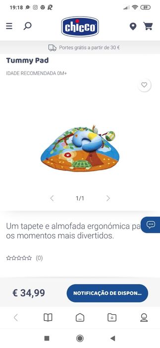 Tapete actividades Chicco (como novo)