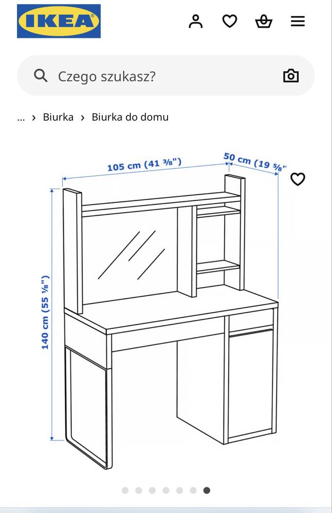 IKEA biurko MICKE z nadstawką