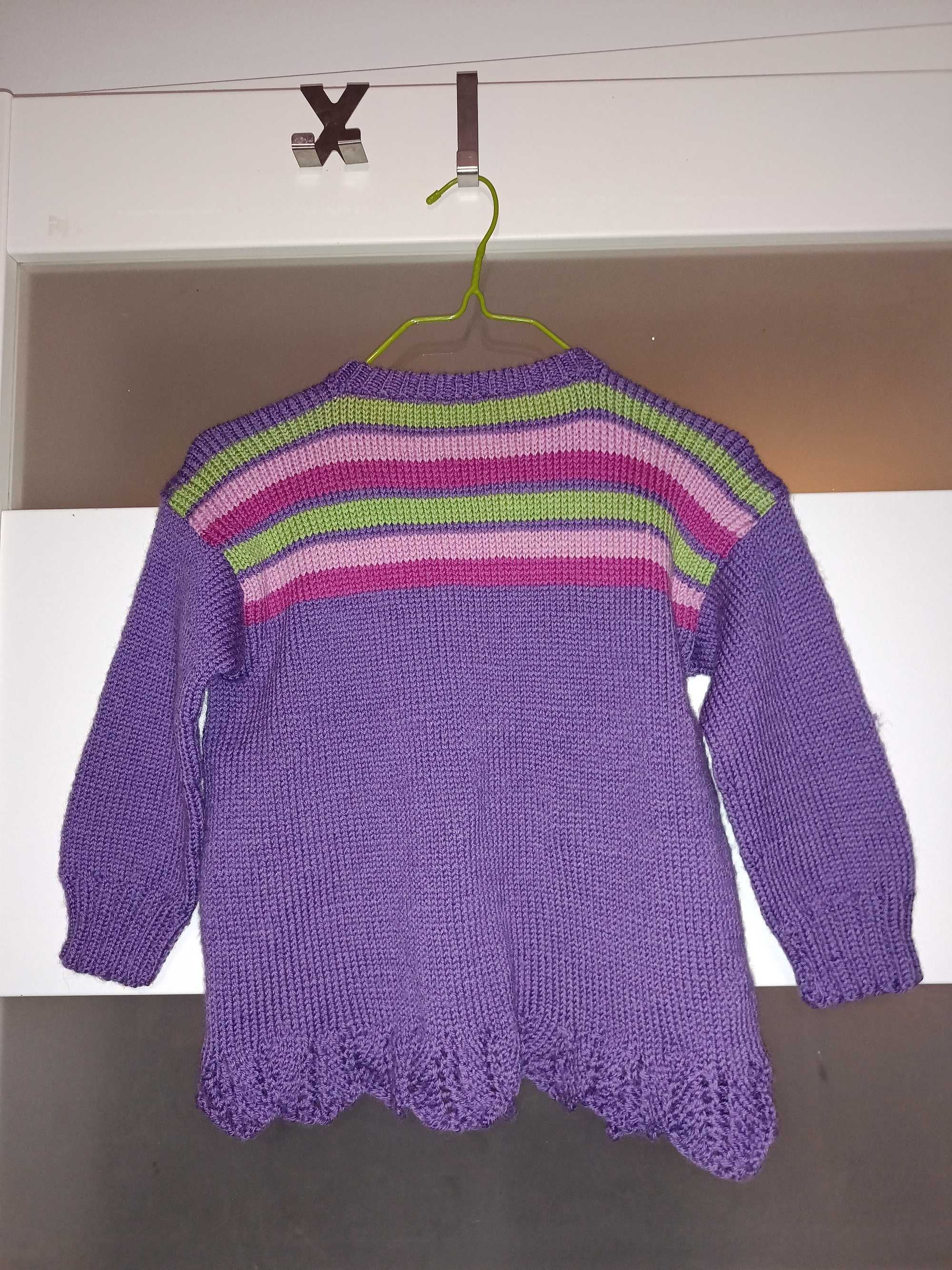 Nowy sweter hand made wool 100% wełny 128.