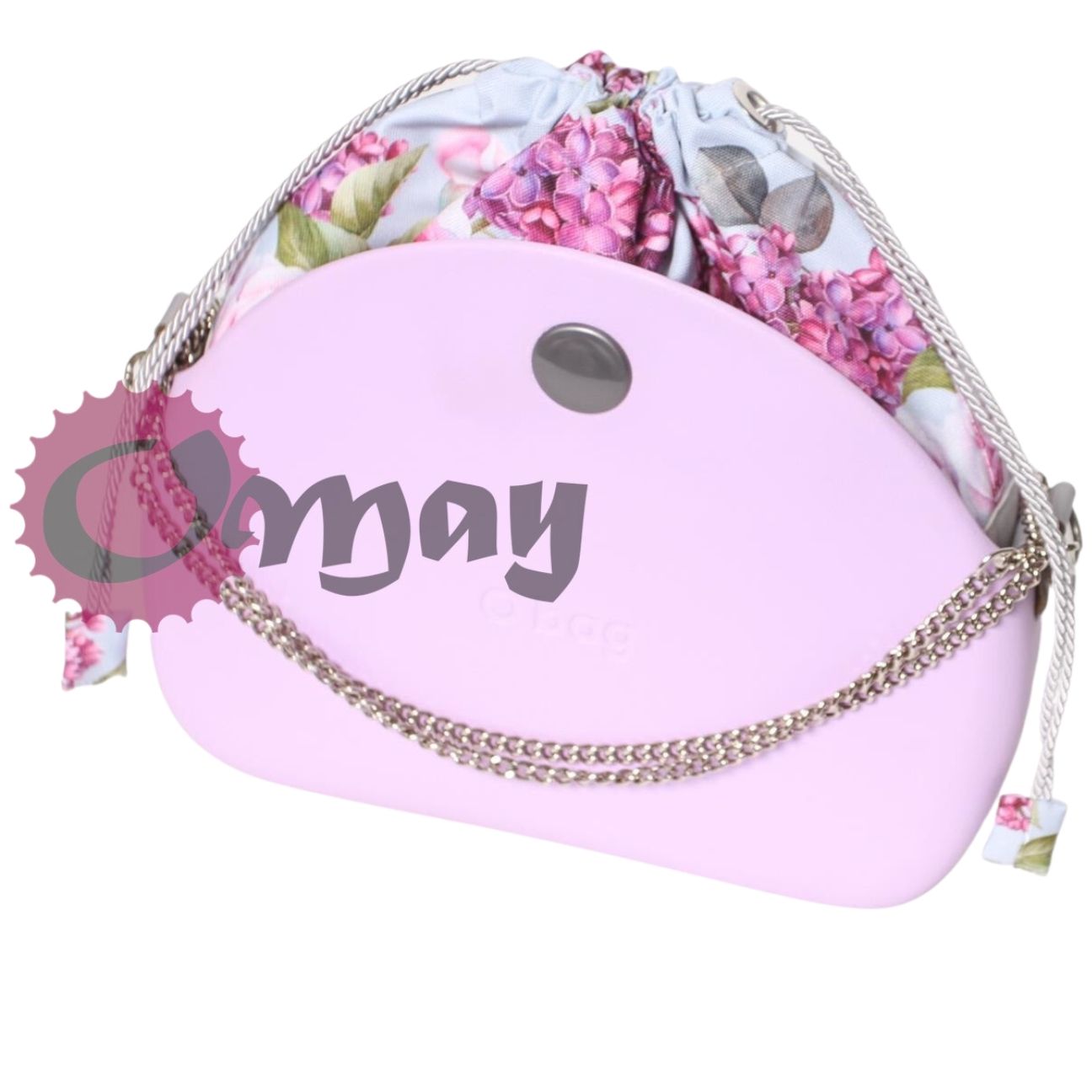 Szary organizer OBAG MOON LIGHT worek róże bzy 2 kieszenie komin OMAY