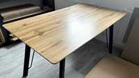 Loftowy stół drewniany, czarne nogi - 140x80cm