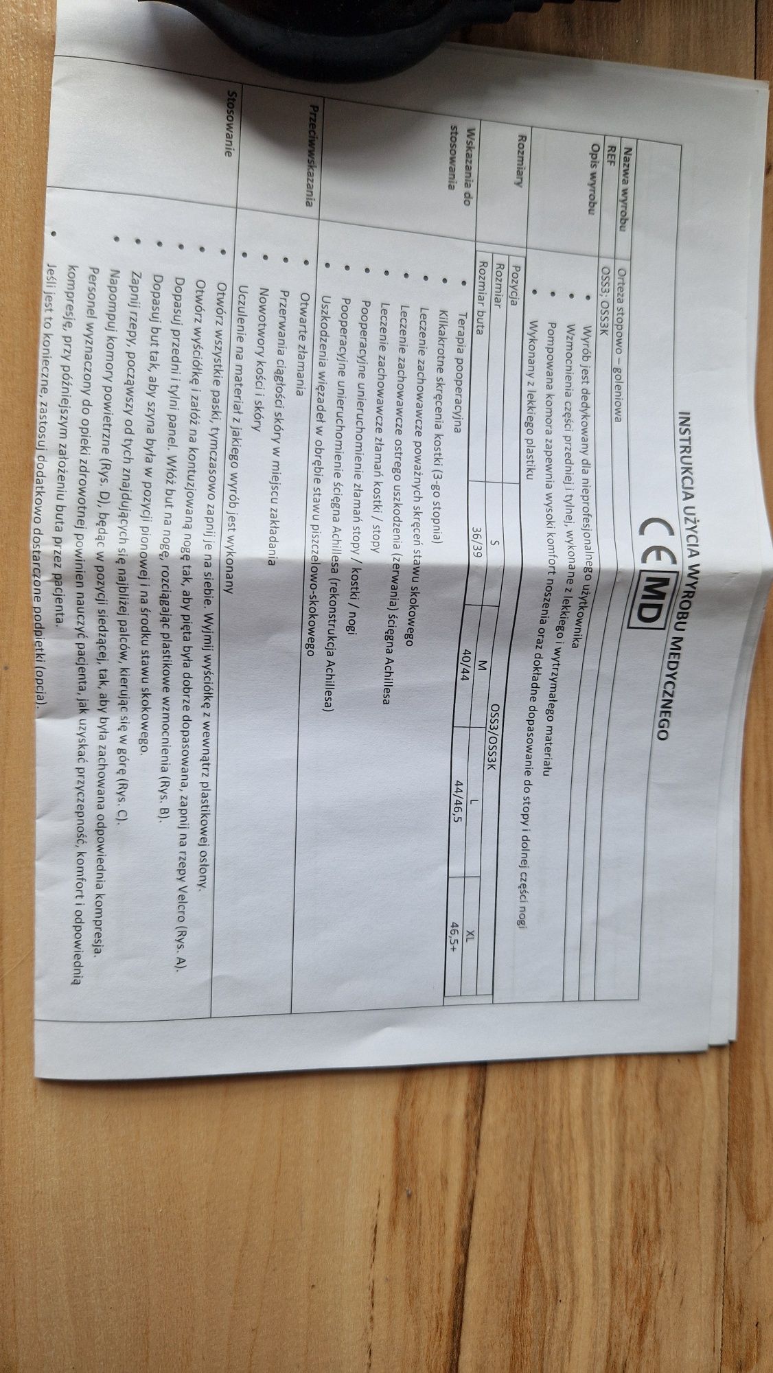 Orteza stopowo-goleniowa rozmiar 42 na lewą noge