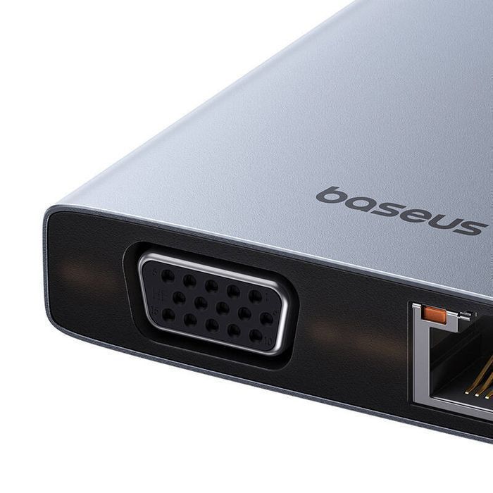 Baseus (Szary) Usb-C Portaljoy Hdmi+Dp+Vga+C+Usb+Pd+Rj45+Sd/Tf+3.5Mm